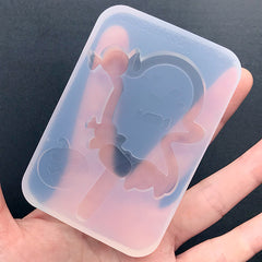 Kawaii Ghost Lollipop Candy Shaker Silicone Mold (2 Cavity) | Creepy Cute Popsicle Mould | Halloween Resin Shaker Charm DIY