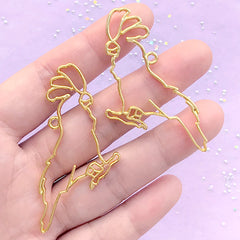 Parrot Open Backed Bezel Charm | Exotic Bird Open Frame for UV Resin Filling | Kawaii Jewellery Supplies (2 pcs / Gold / 46mm x 37mm)