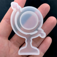 Earth Globe Silicone Mold | Resin Shaker Charm DIY | Kawaii Decoden Supplies | Shake Shake Cabochon Mold (38mm x 59mm)