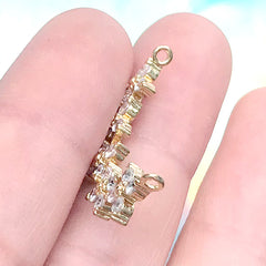 Rhinestone Floral Connector Pendant | Sparkle Flower Charm | Luxury Jewellery Making (1 piece / Gold / 29mm x 15mm)