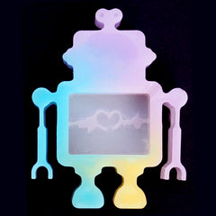 Vintage Toy Robot Silicone Mold | Kawaii Resin Shaker Mold | Retro Cabochon DIY | Resin Art Supplies (47mm x 60mm)