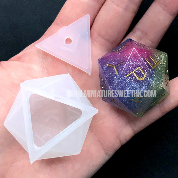 Icosahedron d20 with Letters Silicone Mold, Polyhedral Die Mold, Boa, MiniatureSweet, Kawaii Resin Crafts, Decoden Cabochons Supplies