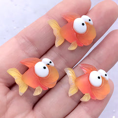 Cartoon Fish Cabochons | Hair Bow Centerpieces | Kawaii Decoden Supplies | Toddler Jewelry DIY (3 pcs / 22mm x 20mm)