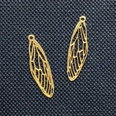 Small Insect Wing Metal Bookmark Charm | Butterfly Deco Frame | Kawaii UV Resin Jewellery DIY (2 pcs / 6mm x 20mm)