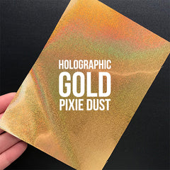 HOLOGRAPHIC GOLD PIXIE DUST Metallic Adhesive Foil (Set of 20 pcs) | Heat Transfer Foil | Toner Laser Reactive Foil | DIY Foiled Calligraphy (100mm x 150mm)