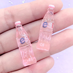 1:6 Scale Dollhouse Soda Bottle | 3D Miniature Beverage Drink | Kawaii Doll House Craft Supplies (2 pcs / Pink / 10mm x 33mm)