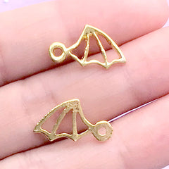 Small Bat Wings Open Bezel for UV Resin Craft | Kawaii Halloween Deco Frame | Cute Goth Jewelry Supplies (4 pcs / Gold / 9mm x 17mm)