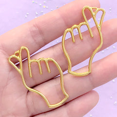 Finger Heart Open Bezel | Korean Hand Heart Charm | Heart Hand Sign Deco Frame for UV Resin Filling (2 pcs / Gold / 24mm x 42mm)