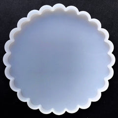 Big Round Scalloped Coaster Silicone Mold | Resin Board Making | Epoxy Resin Craft Supplies | UV Resin Art (180mm)