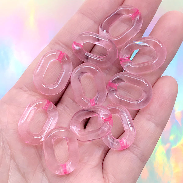 Plastic Chain Links, Acrylic Open Links in Oval Shape, Chunky Jewell, MiniatureSweet, Kawaii Resin Crafts, Decoden Cabochons Supplies