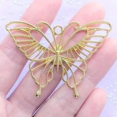 Large Butterfly Open Bezel Charm | Big Insect Deco Frame for UV Resin Filling | Resin Jewelry DIY (1 piece / Gold / 55mm x 40mm)
