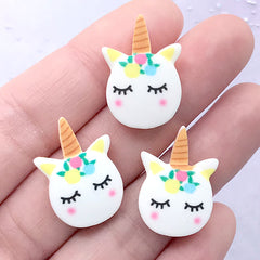 Unicorn Head Sugar Cookie Cabochons | Dollhouse Sweets | Miniature Food Craft | Kawaii Jewellery Supplies (3 pcs / 16mm x 23mm)