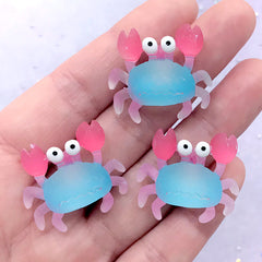 Cartoon Crab Cabochons | Kawaii Marine Life Decoden Pieces | Hair Bow Centerpiece | Toddler Jewellery Making (3 pcs / 27mm x 25mm)