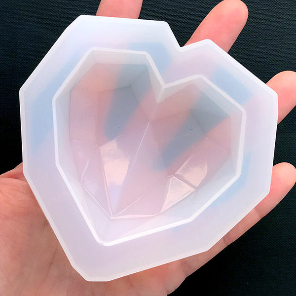 Large Faceted Heart Silicone Mold, Paperweight Mold, Kawaii Craft Su, MiniatureSweet, Kawaii Resin Crafts, Decoden Cabochons Supplies
