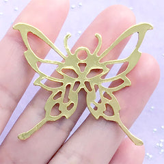 Butterfly Open Bezel Pendant | Insect Deco Frame for UV Resin Filling | Resin Jewellery Supplies (1 piece / Gold / 46mm x 40mm)