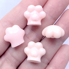 3D Cat Paw Cabochons | Kawaii Animal Embellishments | Pet Jewelry DIY | Decoden Supplies (4 pcs / Pink / 16mm x 15mm)