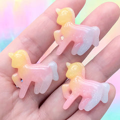 Kawaii Unicorn Cabochon in Rainbow Gradient | Resin Decoden Embellishment | Phone Case Decoration (3 pcs / 25mm x 26mm)