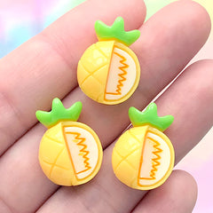 Small Pineapple Cabochons | Stud Earrings Making | Kawaii Decoden Supplies | Resin Fruit Flatbacks (3 pcs / 14mm x 20mm)