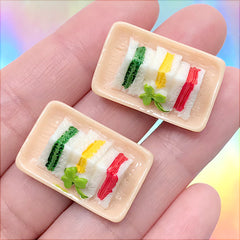 Dollhouse Club Sandwich Cabochons | Miniature Food Supplies | Kawaii Decoden Pieces (2 pcs / 17mm x 26mm)