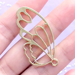 Butterfly Wing Open Bezel Pendant | Insect Deco Frame for UV Resin Filling | Kawaii Resin Jewellery Supplies (1 piece / Gold / 21mm x 42mm)