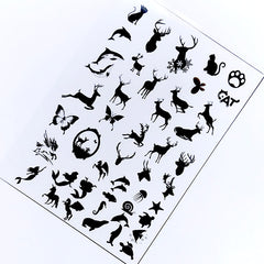 Animal and Marine Life Silhouettes Clear Film | Reindeer Butterfly Dolphin Whale Mermaid Unicorn Turtle Embellishments | Resin Inclusions