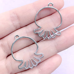 Marine Life Open Bezel Charm | Octopus Deco Frame for UV Resin Filling | Kawaii Jewelry DIY (2 pcs / Silver / 22mm x 29mm)