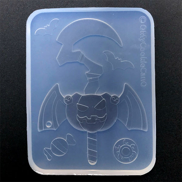 Halloween Pumpkin Grim Reaper Silicone Mold (5 Cavity) | Kawaii Goth Accessories DIY | UV Resin Craft Supplies