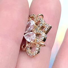 Rhinestone Crown Shaped Connector Pendant | Luxury Charm | Bling Bling Jewelry Supplies (1 piece / Gold / 19mm x 15mm)