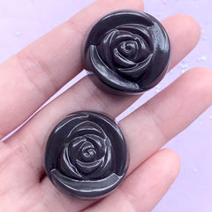 CLEARANCE Fake Chocolate Truffle in Rose Shape | Kawaii Decoden Cabochon | Sweet Deco | Faux Food Craft Supplies (2 pcs / Dark Brown / 28mm x 15mm)