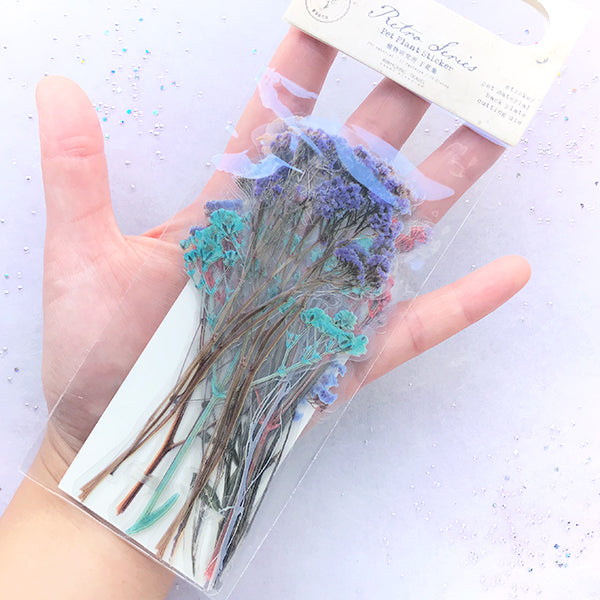 Baby's Breath Stickers | Realistic Pressed Flower Embellishment for Resin Art | Herbarium Supplies | Planner Decoration (20 pcs)