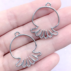 Marine Life Open Bezel Charm | Octopus Deco Frame for UV Resin Filling | Kawaii Jewelry DIY (2 pcs / Silver / 22mm x 29mm)