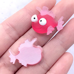 Kawaii Fish Cabochons | Marine Life Cabochon | Resin Decoden Pieces | Toddler Hair Bow Centerpiece Supplies (3 pcs / 23mm x 19mm)