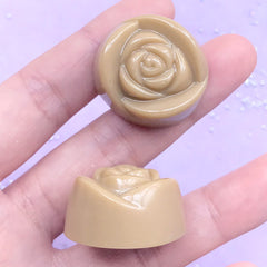 CLEARANCE Rose Chocolate Truffle Resin Cabochon | Kawaii Sweets Decoden | Fake Food Craft Supplies (2 pcs / Light Brown / 28mm x 15mm)