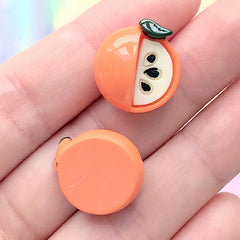 Small Orange Cabochon | Hair Bow Centre | Kawaii Fruit Decoden Piece (3 pcs / 16mm x 18mm)