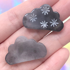 Black Snowy Cloud Cabochon | Snowstorm Weather Embellishments | Decoden Cabochons (3 pcs / 30mm x 19mm)