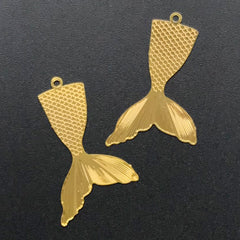 Mermaid Tail Metal Bookmark Charm | Fish Tail Pendant | Kawaii Jewelry Making (2 pcs / 19mm x 31mm)