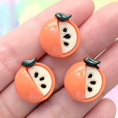 Small Orange Cabochon | Hair Bow Centre | Kawaii Fruit Decoden Piece (3 pcs / 16mm x 18mm)