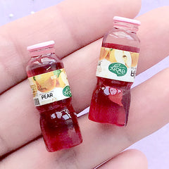 3D Doll House Korean Fruit Juice | 1:6 Scale Dollhouse Beverage | Miniature Drink Bottle | Kawaii Craft (2pcs / Red Pear / 10mm x 29mm)