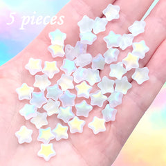 Iridescent Matte Star Beads | Rainbow Glass Bead | Kawaii Jewelry DIY (AB Clear / 5 pcs / 8mm)