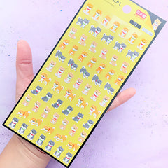 Kawaii Dog Stickers | Cute Planner Stickers | Mini Animal Seal Stickers | Akita Pet Embellishments | Scrapbook Supplies