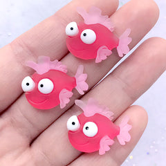 Kawaii Fish Cabochons | Marine Life Cabochon | Resin Decoden Pieces | Toddler Hair Bow Centerpiece Supplies (3 pcs / 23mm x 19mm)