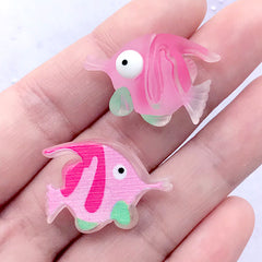 Tropical Fish Cabochons | Marine Life Decoden Cabochon | Cute Hair Bow Centerpieces | Toddler Jewelry Supplies (3 pcs / 26mm x 19mm)