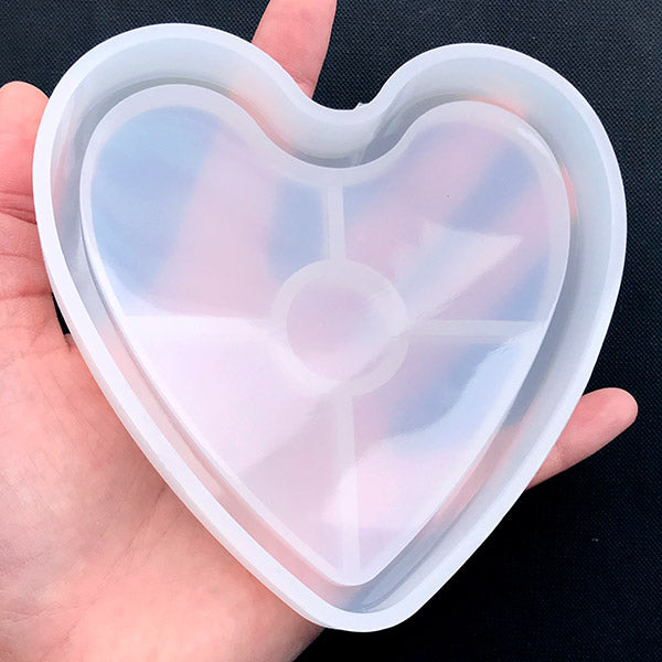 Faceted Heart Trinket Box Silicone Mold, Heart Dish Mold