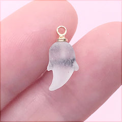 Kawaii Ghost Charm | Mini Halloween Pendant | Cute Jewelry Supplies (1 Piece / 7mm x 15mm)