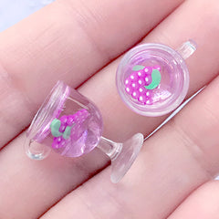 3D Fruit Punch Charm | Mini Food Jewellery Supplies | Kawaii Doll House Beverage | Dollhouse Drink Cabochon (2 pcs / Grape / 12mm x 18mm)