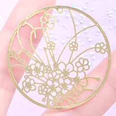Round Plum Flower Metal Bookmark | Floral Deco Frame for UV Resin Filling | Resin Jewellery Supplies (1 piece / 40mm)