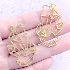 Quartz Shard Open Bezel Charm | Outline Crystal Deco Frame for UV Resin Filling | Resin Jewelry DIY (2 pcs / Gold / 24mm x 41mm)