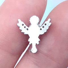 Baroque Eagle Wings Nail Charm with Pearls | Mini Metal Embellishment for Nail Design (1 piece / Silver / 12mm x 13mm)