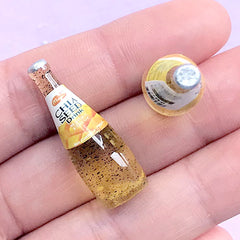 1:6 Scale Dollhouse Miniature Beverage | 3D Chia Seed Mango Drink Bottle Cabochons | Doll House Supermarket Groceries (2 pcs / 11mm x 32mm)