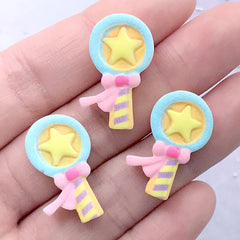 Star Wand Sugar Cookie Cabochons | Miniature Sweets | Kawaii Food Jewelry Supplies (3 pcs / 15mm x 24mm)